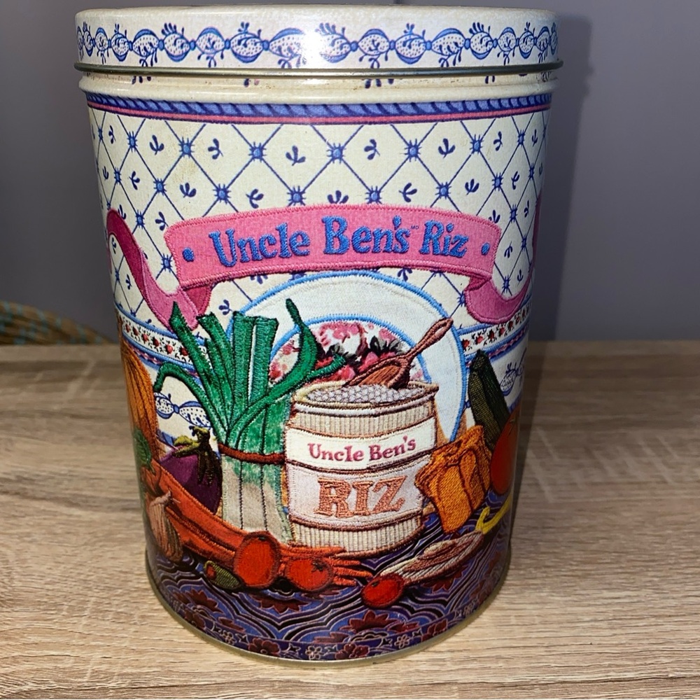 Vintage 1987 Uncle Ben’s Rice Tin Canister Kitchen Decor 7.25” Farmhouse Cottage - Picture 4 of 9